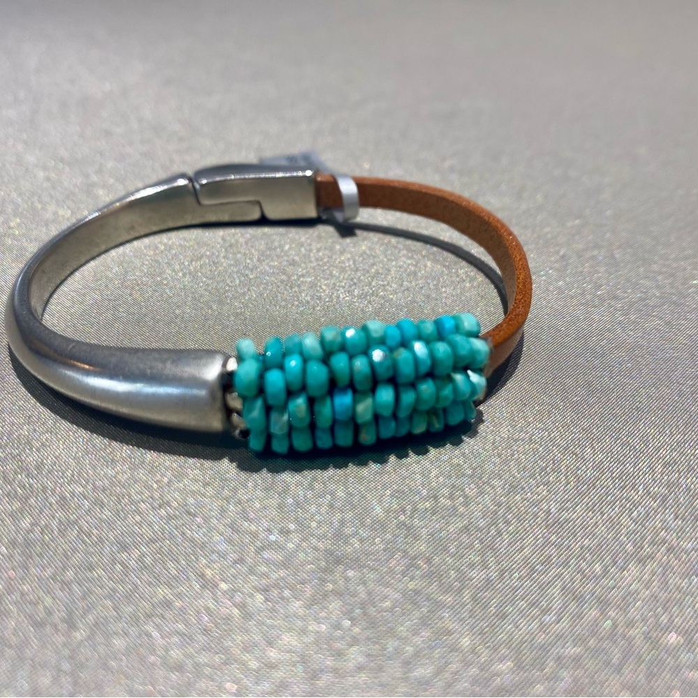 Martell Studio silver and leather bracelet with turquoise beads